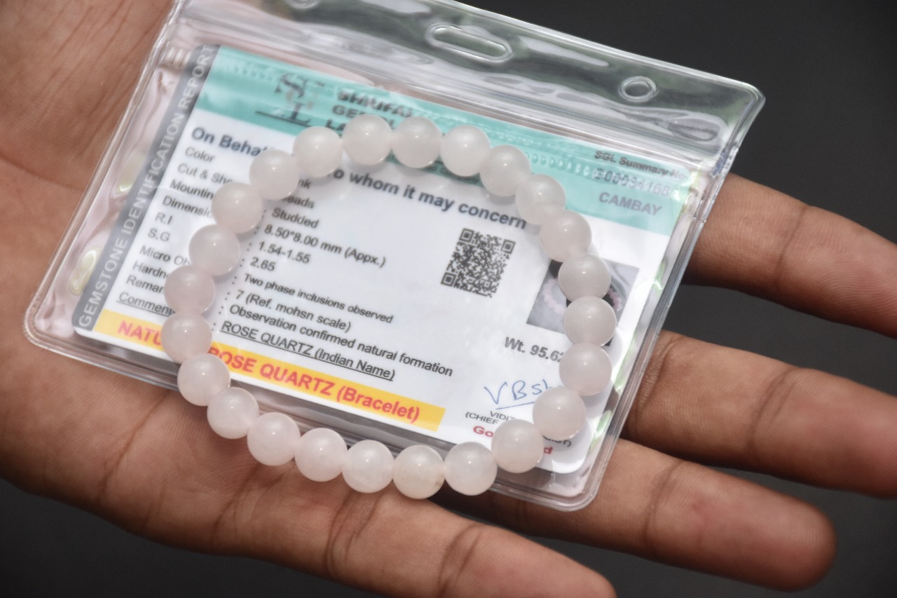 Rose Quartz Bracelet With  Certificate